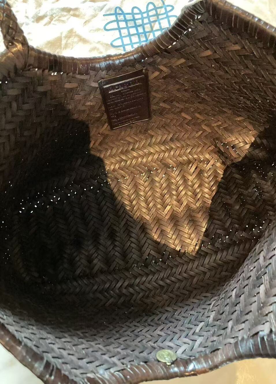 Dragon Diffusion Nantucket Large Dark Brown Hand‑Woven Leather Shoulder Tote - Picture 7 of 7
